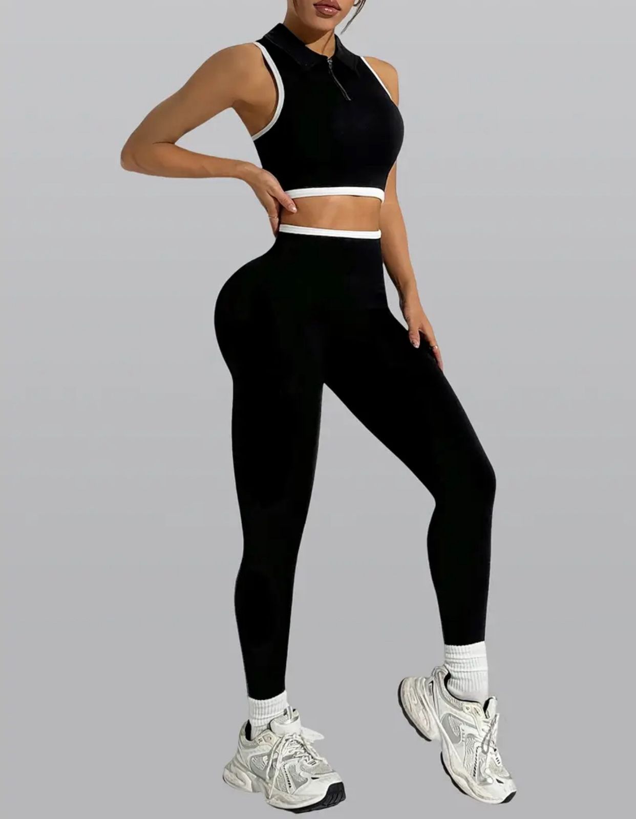 Zipper Brassiere and Pants Set