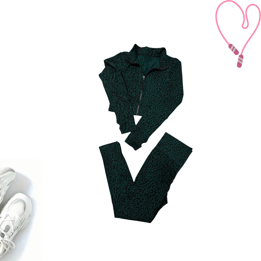 Patterned Zip-Up Gym Set