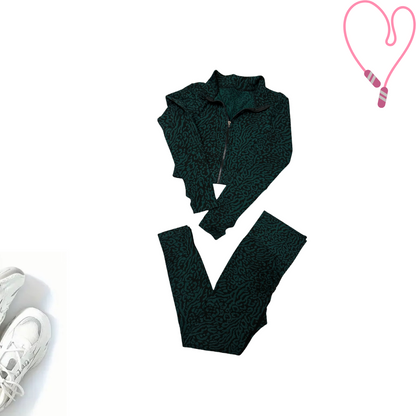 Patterned Zip-Up Gym Set