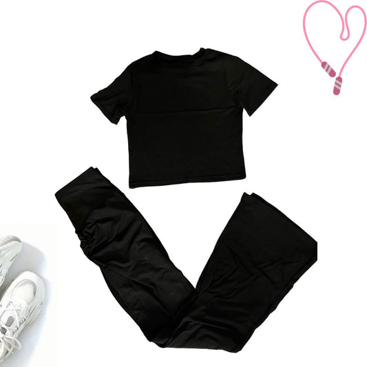 Flare Leggings Crop T-Shirt Set