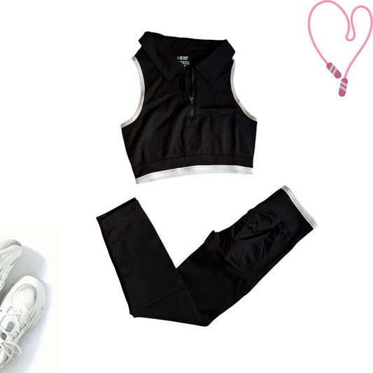 Zipper Brassiere and Pants Set