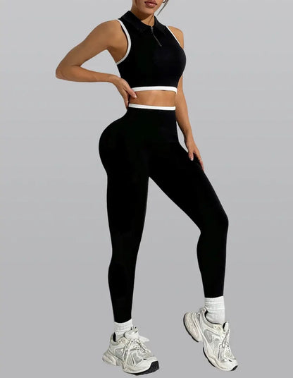 Zipper Brassiere and Pants Set