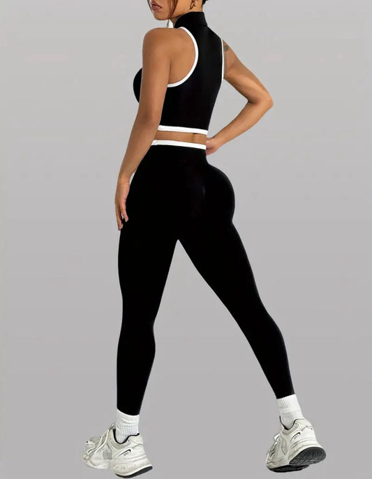 Zipper Brassiere and Pants Set
