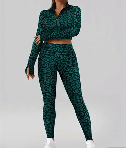 Patterned Zip-Up Gym Set